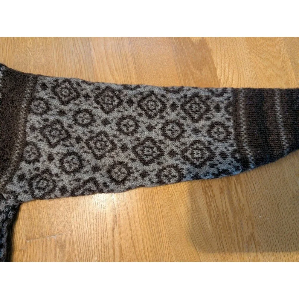 Fair Isle %100 Wool Sweater Brown Crew Neck Size M Mac & Jack Cute & Warm!!